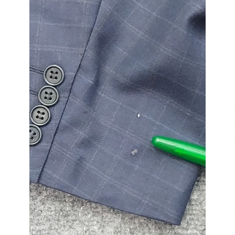 Canali Blazer Jacket Mens 46‎ R Blue 3 Button Plaid Made in Italy Wool Suit READ